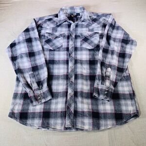 Falcon Bay‎ XLT Plaid Western Snap Front Long Sleeve Cotton Shirt Men